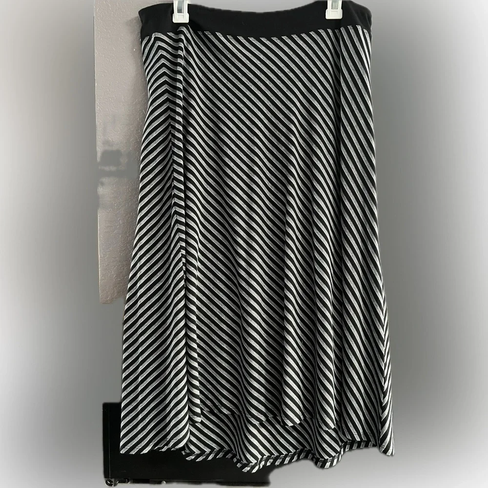 Lot of 2 -J Jill striped skirts. One is black and grey, one blue & white - Picture 2 of 5